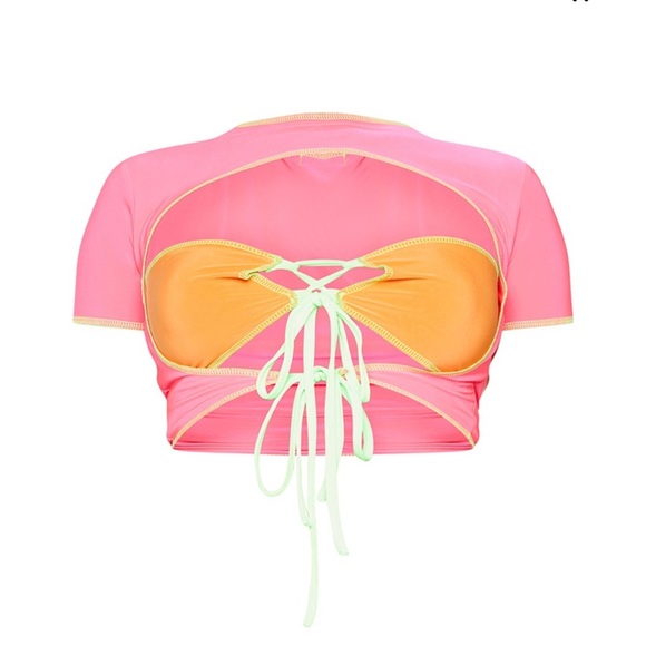 Pretty Little Thing Shape Pink Cut Out Crop Top - Picture 5 of 12